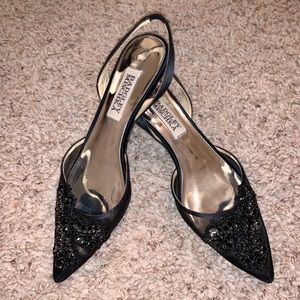 Bagdley Mischka Mesh and Rhinestone kitten heel